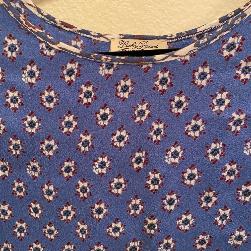 Lucky Brand Blue Boho Pattern Split Back Long Sle… - image 5
